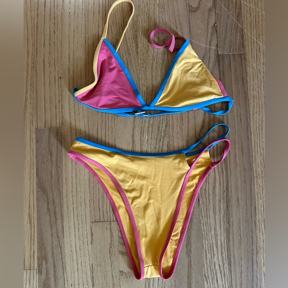 Stone Fox Swim Colorful Triangle Bikini Set - Picture 1 of 2